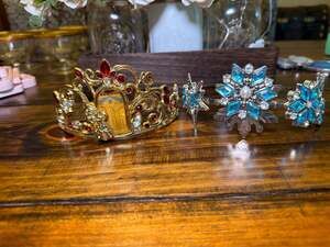 Set of 2 Disney Store Princess Tiaras: Belle Beauty and the Beast & Elsa Frozen